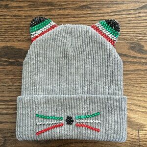 Gray NWOT winter decor cat hat